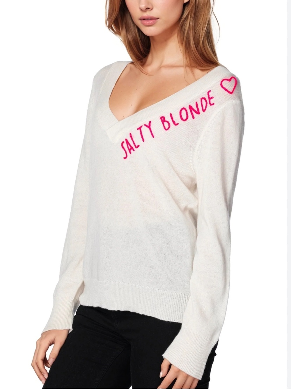 Golden Sun | Salty Blonde 100% Cashmere V-Neck Long Sleeve Sweater XS/S